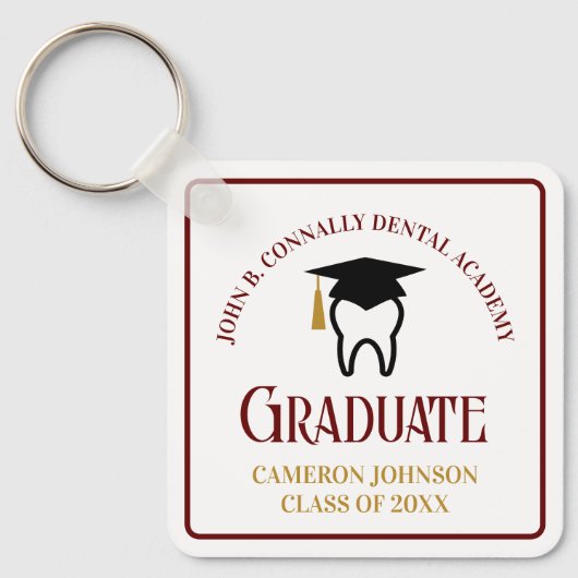 Maroon Dental School Custom Afstuderen Gift Sleutelhanger (Voorkant)