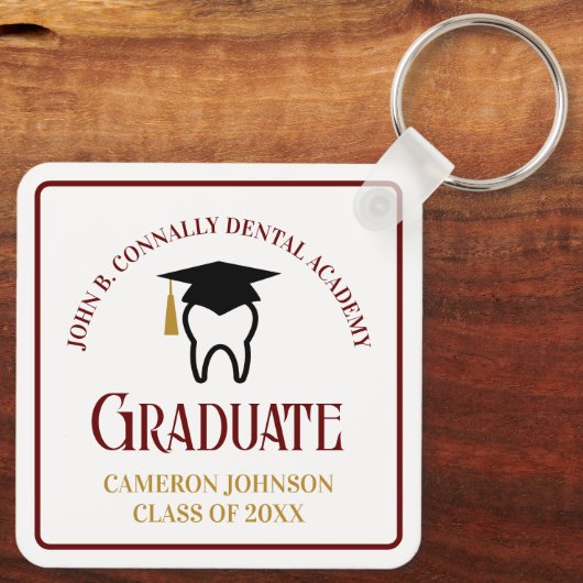 Maroon Dental School Custom Afstuderen Gift Sleutelhanger (Achterkant)