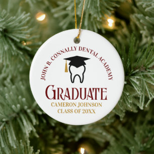 Maroon Dental School Custom Afstuderen Kerst Keramisch Ornament