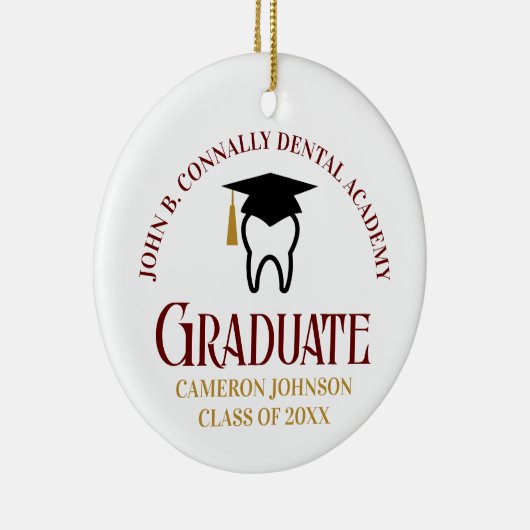 Maroon Dental School Custom Afstuderen Kerst Keramisch Ornament (Rechts)