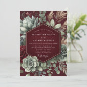 Maroon Desert Bloom Wedding Kaart (Staand voorkant)
