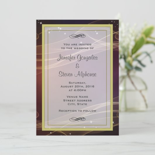 Maroon design met wipgouden accenten kaart (Staand voorkant)