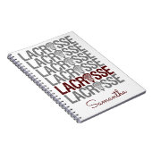 Maroon Distress Lacrosse Word Notitieboek (Rechterzijde)