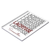 Maroon Distress Lacrosse Word Notitieboek (Linkerzijde)