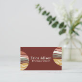 Maroon Earth Tone Abstract Boho Chic Visitekaartje (Staand voorkant)