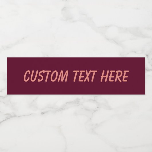 Maroon eenvoudig minimalistisch waterfles etiket (Enkel label)