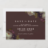 Maroon & Elegant Floral | Romantic Dark Red Save The Date (Voorkant)