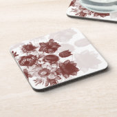 Maroon Elegant Flower Bouquet Cork Onderzetters (Linkerzijde)