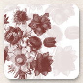 Maroon Elegant Flower Bouquet Cork Onderzetters (Voorkant)