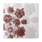 Maroon Elegant Flower Custom Tiles Tegeltje (Voorkant)