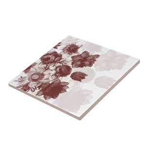 Maroon Elegant Flower Custom Tiles Tegeltje