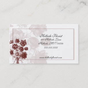 Maroon Elegant Flower Florist Visitekaartjes