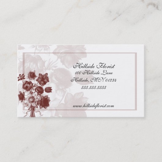 Maroon Elegant Flower Florist Visitekaartjes (Voorkant)