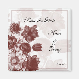 Maroon Elegant Flower Wedding Favor Magnets Magneet