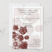 Maroon Elegant Flower Wedding Invitations Kaart (Voorkant)