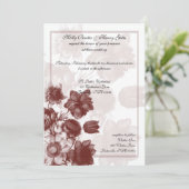 Maroon Elegant Flower Wedding Invitations Kaart (Staand voorkant)