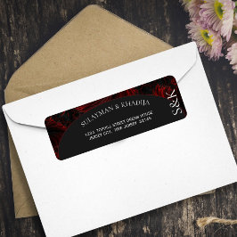 Maroon Elegant Islamitisch Bruiloft Retouradres Etiket