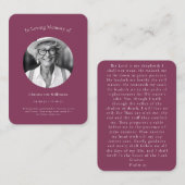 Maroon Elegant Psalm 23 Begrafenisherdenking Informatiekaartje (Voorkant / Achterkant)
