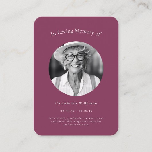 Maroon Elegant Psalm 23 Begrafenisherdenking Informatiekaartje (Voorkant)