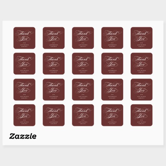 Maroon Elegant Script Afstuderen Bedankt Vierkante Sticker (Vel)