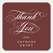 Maroon Elegant Script Afstuderen Bedankt Vierkante Sticker (Voorkant)
