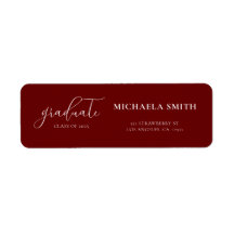 Maroon Elegant Script Afstuderen Retouradres