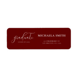 Maroon Elegant Script Afstuderen Retouradres Etiket