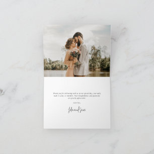 Maroon Elegant Script Trouwfoto+Bericht Bedankkaart