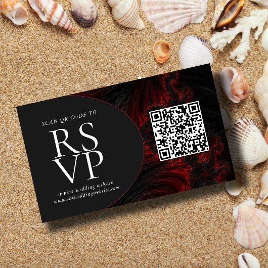 Maroon Elegante QR Code RSVP Moslim Bruiloft Websi Informatiekaartje