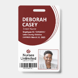 Maroon Employee ID Security Photo Badge Barcode