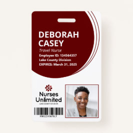 Maroon Employee ID Security Photo Badge Barcode