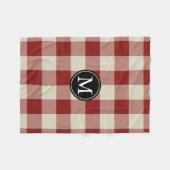 Maroon en Beige Buffalo Check Monogram Fleece Deken (Voorkant (Horizontaal))