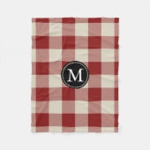 Maroon en Beige Buffalo Check Monogram Fleece Deken (Voorkant)
