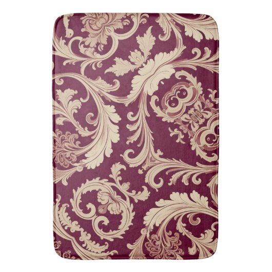 Maroon en Beige  Patroon Badmat (Voorkant Verticaal)
