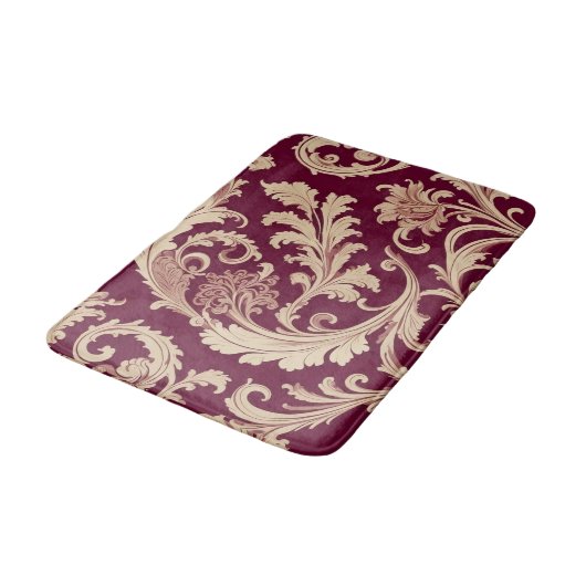 Maroon en Beige  Patroon Badmat (Gekanteld)