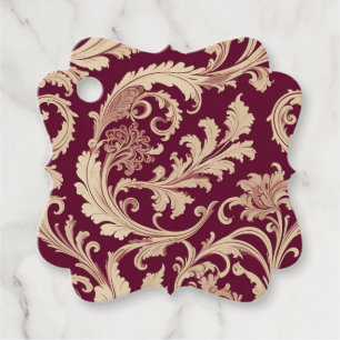 Maroon en Beige  Patroon Bedankjes Labels
