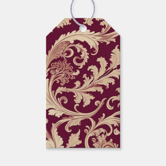 Maroon en Beige Patroon Cadeaulabel (Voorkant)