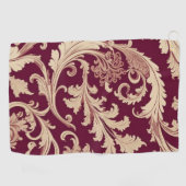 Maroon en Beige  Patroon Golfhanddoek (Horizontaal)