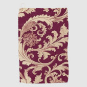 Maroon en Beige  Patroon Golfhanddoek (Voorkant)