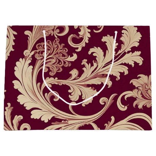 Maroon en Beige  Patroon Groot Cadeauzakje (Voorkant)