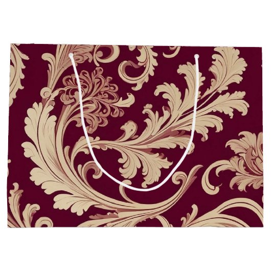 Maroon en Beige Patroon Groot Cadeauzakje (Achterkant)