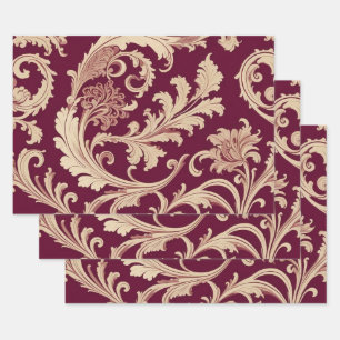 Maroon en Beige  Patroon Inpakpapier Vel