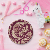 Maroon en Beige  Patroon Papieren Bordje (Feest)