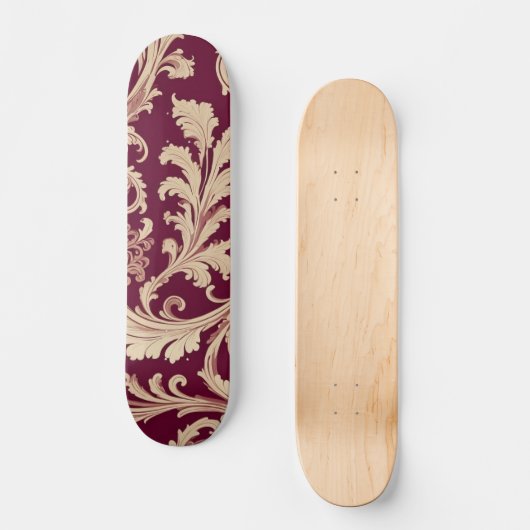 Maroon en Beige Patroon Persoonlijk Skateboard (Voorkant)