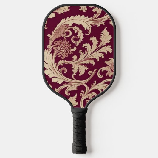 Maroon en Beige Patroon Pickleball Paddle (Voorkant)