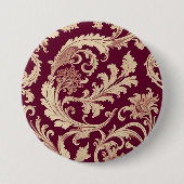 Maroon en Beige Patroon Ronde Button 7,6 Cm (Voorkant)