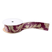 Maroon en Beige  Patroon Satijnen Lint (Spoel)