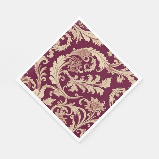 Maroon en Beige  Patroon Servet (Hoek)