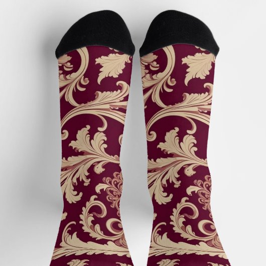 Maroon en Beige  Patroon Sokken (Top)
