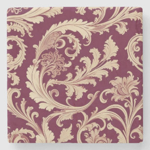 Maroon en Beige Patroon Stenen Onderzetter